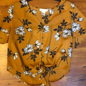 Terra-cotta floral blouse